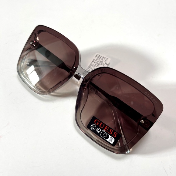 GUESS Oversized Square Sunglasses GO00093 Rimless Acetate Gunmetal Brown main image 5